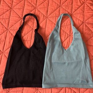 Black and Blue Aerie Halter Tops